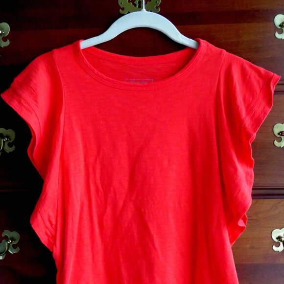 Candace Cameron Bure Breezy Orange 100% Cotton Flutter Cap Sleeve Top Size XXS - Picture 13 of 16